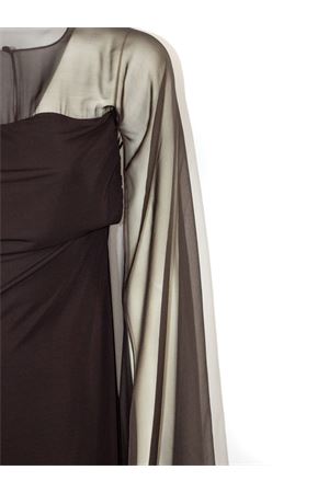 Abito lungo testa di moro con maniche in chiffon ALBERTA FERRETTI | A042201240102